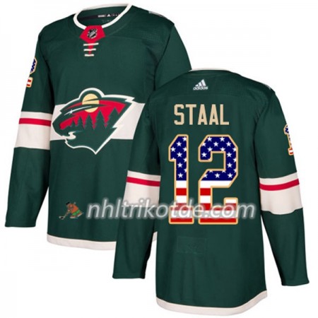 Minnesota Wild Trikot Eric Staal 12 Adidas 2017-2018 Grün USA Flag Fashion Authentic - Herren